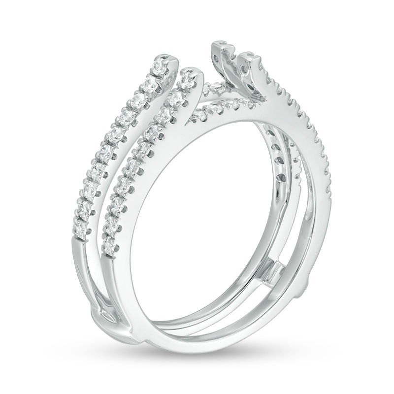 1/2 CT. T.W. Diamond Lined Ring Solitaire Enhancer in 14K White Gold