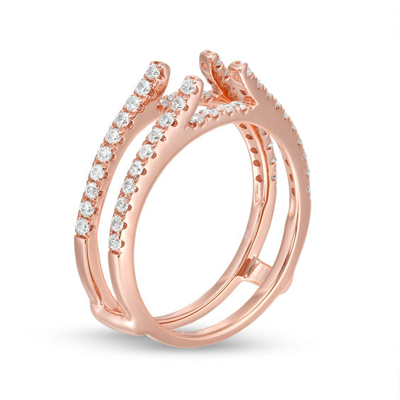 1/2 CT. T.w. Diamond Lined Ring Solitaire Enhancer in 14K Rose Gold
