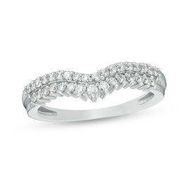 1/3 CT. T.W. Diamond Double Row Chevron Anniversary Band in 10K White Gold
