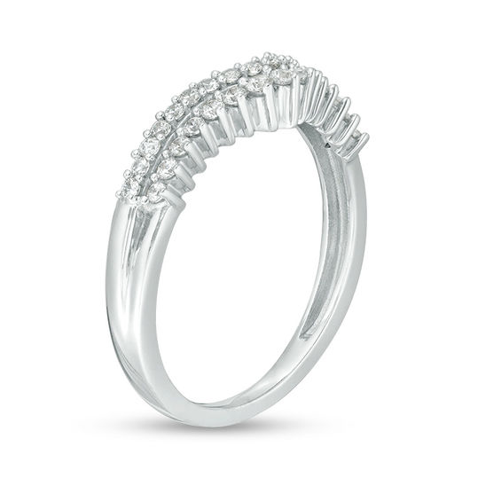 1/3 CT. T.w. Diamond Double Row Chevron Anniversary Band in 10K White Gold