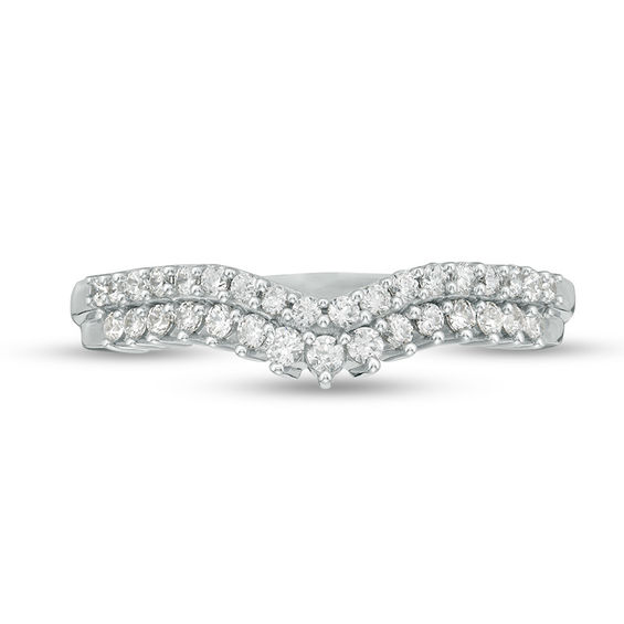 1/3 CT. T.w. Diamond Double Row Chevron Anniversary Band in 10K White Gold