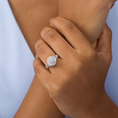 Multi Stone Simulated Diamond Baguette Ring Art Deco Baguette Engagement Ring Baguette Halo Ring