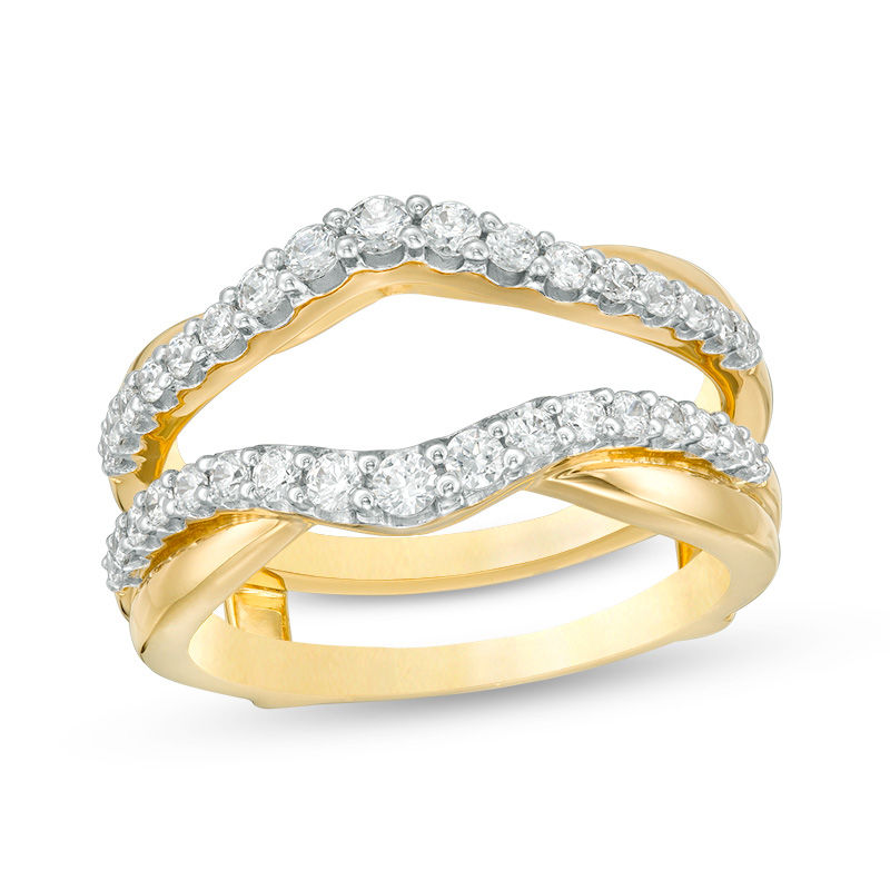 Main Image 1 of 5/8 CT. T.W. Diamond Layered Contour Ring Solitaire Enhancer in 14K Gold