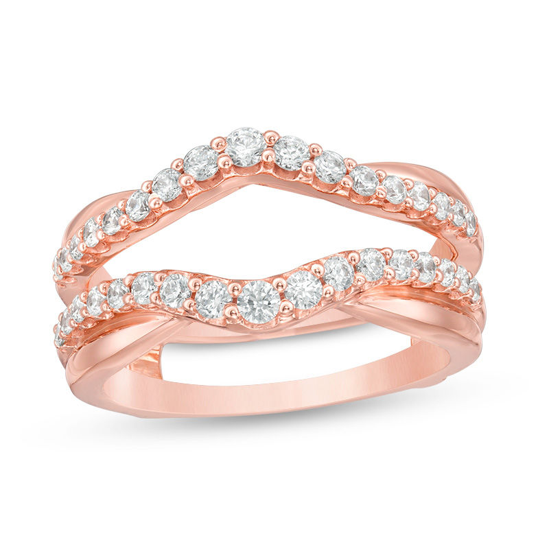 5/8 CT. T.W. Diamond Layered Contour Ring Solitaire Enhancer in 14K Rose Gold