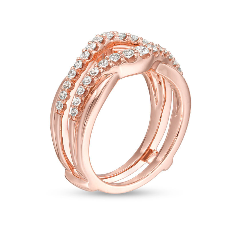 Main Image 2 of 5/8 CT. T.W. Diamond Layered Contour Ring Solitaire Enhancer in 14K Rose Gold