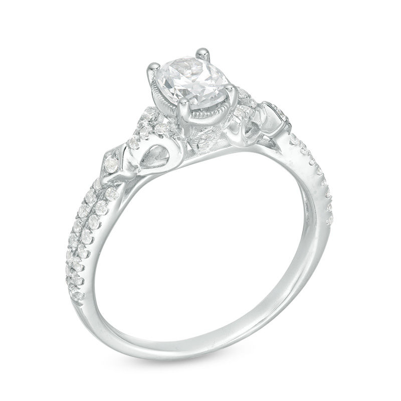 Main Image 3 of 3/4 CT. T.W. Oval Diamond Vintage-Style Engagement Ring in 14K White Gold