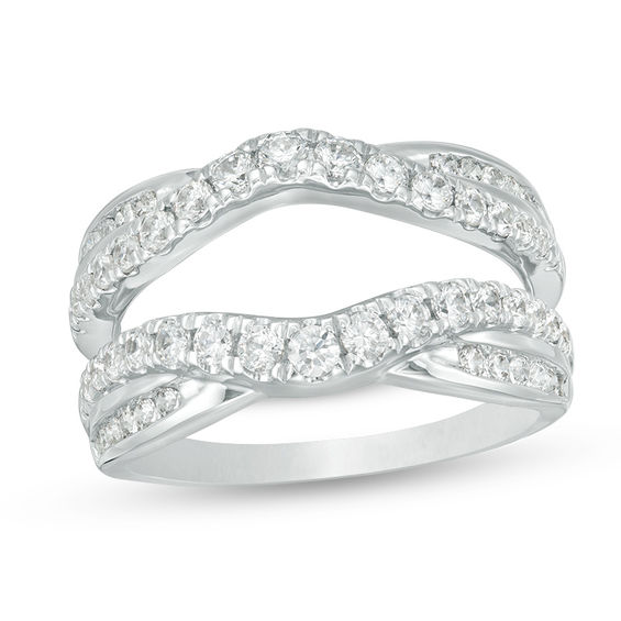 1 CT. T.W. Diamond CrissCross Ring Guard in 14K White Gold Wedding