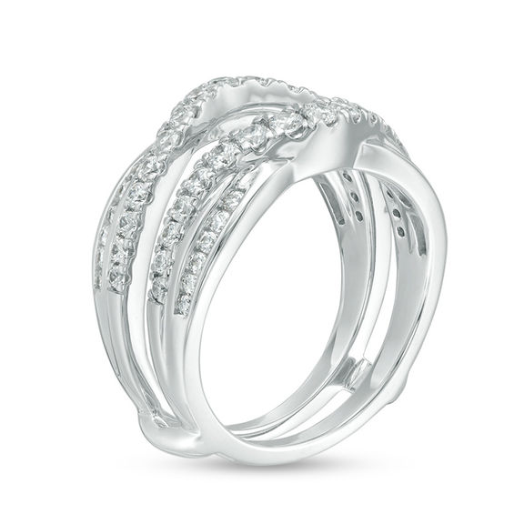 1 CT. T.w. Diamond Criss-Cross Ring Solitaire Enhancer in 14K White Gold