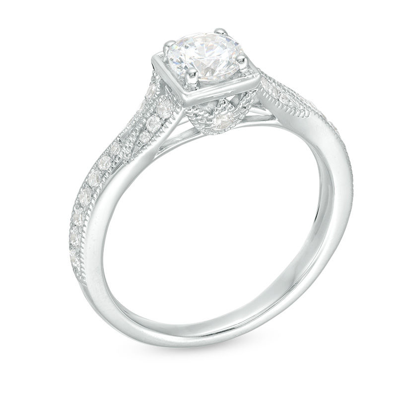 7/8 CT. T.W. Diamond Vintage-Style Engagement Ring in 14K White Gold