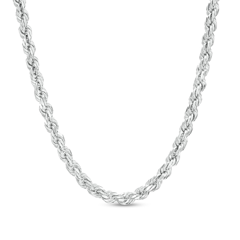Main Image 1 of Men's 3.3mm Rope Chain Necklace in 10K White Gold - 22"