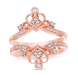 1/4 CT. T.W. Diamond Vintage-Style Crown Ring Solitaire Enhancer in 14K Rose Gold