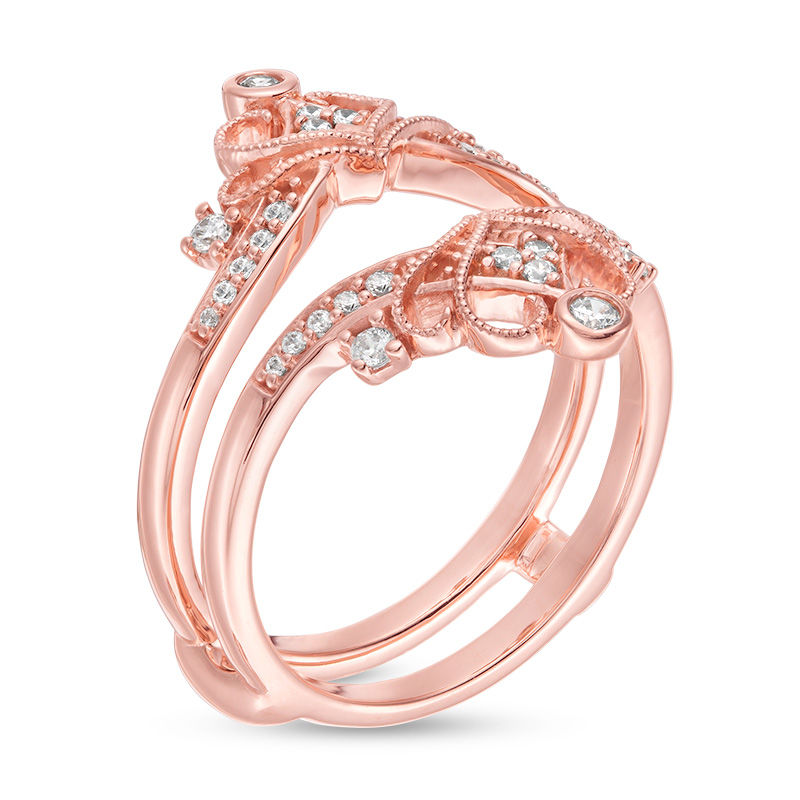 Main Image 2 of 1/4 CT. T.W. Diamond Vintage-Style Crown Ring Solitaire Enhancer in 14K Rose Gold