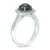 Thumbnail Image 2 of 1-5/8 CT. T.W. Enhanced Black and White Diamond Cushion Frame Engagement Ring in Platinum (I3)