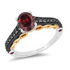 Enchanted Disney Villains Evil Queen Oval Garnet and 1/4 CT. T.w. Diamond Ring in Two-Tone Sterling Silver and 10K Gold