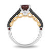 Enchanted Disney Villains Evil Queen Oval Garnet and 1/4 CT. T.W. Diamond Ring in Two-Tone Sterling Silver and 10K Gold