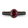 Thumbnail Image 4 of Enchanted Disney Villains Evil Queen Oval Garnet and 1/4 CT. T.W. Diamond Ring in Two-Tone Sterling Silver and 10K Gold