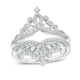 3/8 CT. T.W. Diamond Vintage-Style Tiara Ring Solitaire Enhancer in 14K White Gold