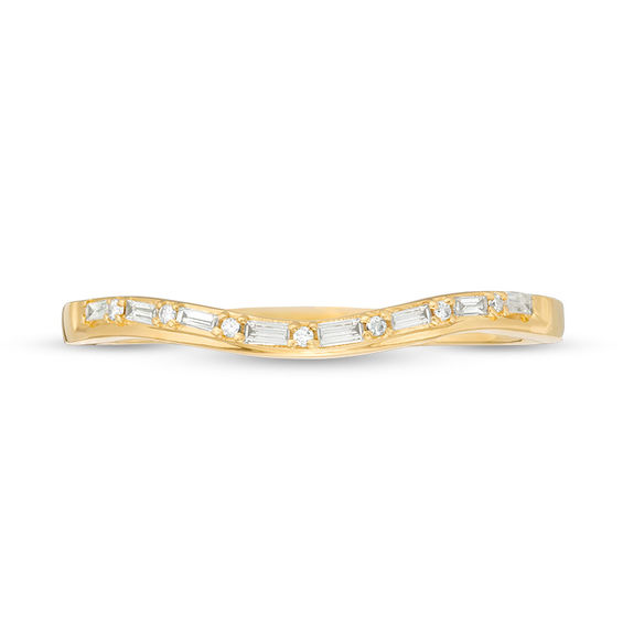 1/10 CT. T.w. Baguette and Round Diamond Alternating Contour Anniversary Band in 10K Gold