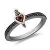 Enchanted Disney Villains Evil Queen Garnet and 1/10 CT. T.W. Diamond Ring in Black Sterling Silver and 10K Rose Gold