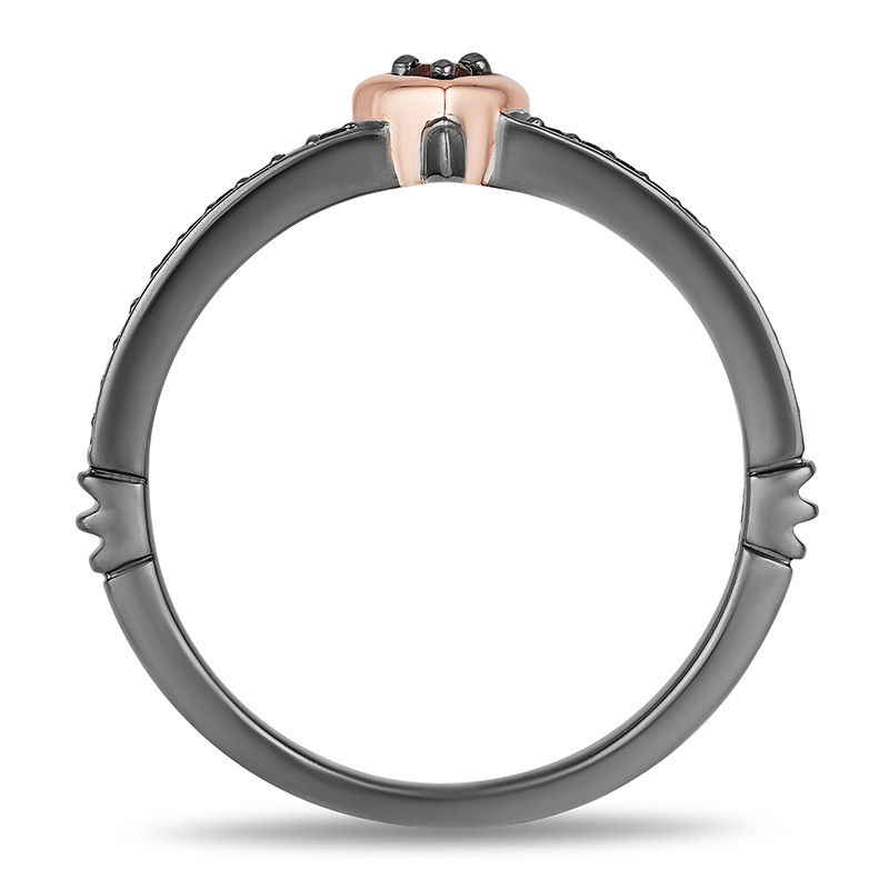 Main Image 3 of Enchanted Disney Villains Evil Queen Garnet and 1/10 CT. T.W. Diamond Ring in Black Sterling Silver and 10K Rose Gold