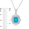 Thumbnail Image 1 of Emerald-Cut Swiss Blue and White Topaz Art Deco Pendant in Sterling Silver