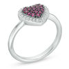 Thumbnail Image 2 of Ruby and White Topaz Heart Cluster Frame Ring in Sterling Silver