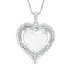 Thumbnail Image 0 of 12.0mm Heart-Shaped Lab-Created Opal and White Sapphire Swirl Frame Pendant in Sterling Silver