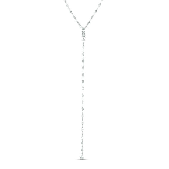 1/5 CT. T.w. Diamond Bezel-Set "Y" Necklace in Sterling Silver - 19"