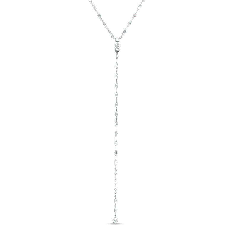 Main Image 1 of 1/5 CT. T.W. Diamond Bezel-Set "Y" Necklace in Sterling Silver - 19"