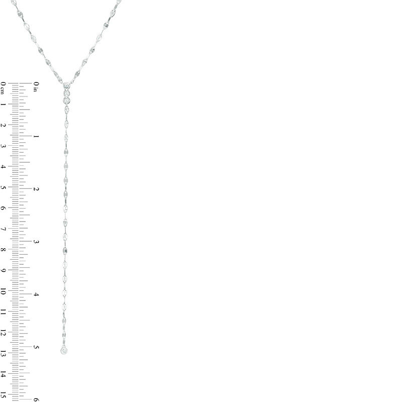 Main Image 3 of 1/5 CT. T.W. Diamond Bezel-Set "Y" Necklace in Sterling Silver - 19"