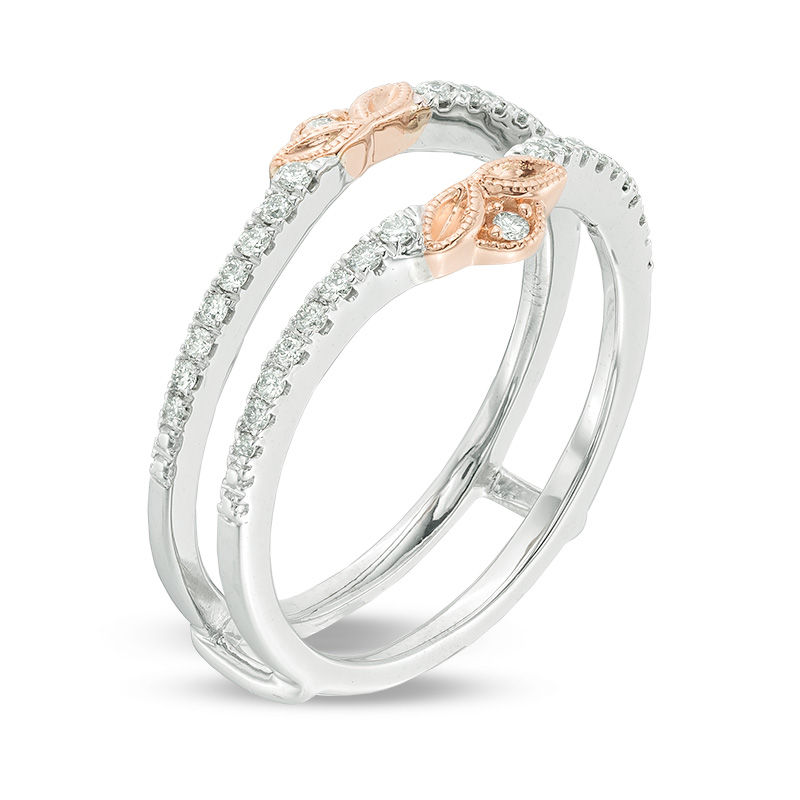 Main Image 2 of 1/5 CT T.W. Diamond Flower and Leaf Vintage-Style Enhancer in 10K Two-Tone Gold