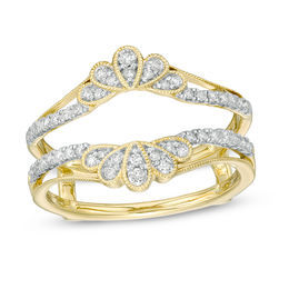 1/3 CT. T.W. Diamond Petal Tiara Vintage-Style Solitaire Enhancer in 10K Gold