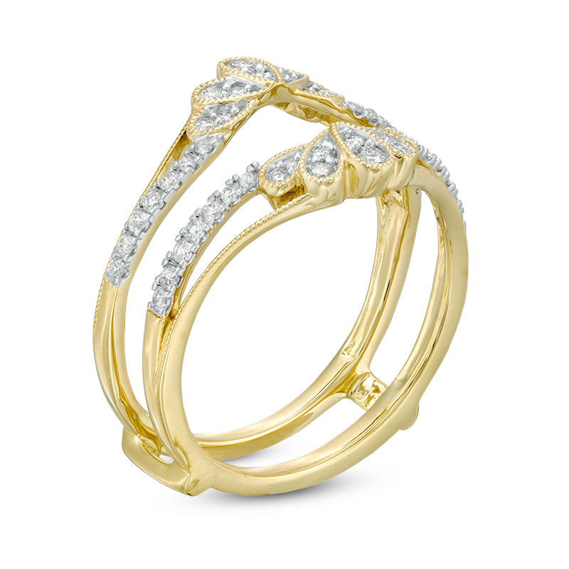 Main Image 2 of 1/3 CT. T.W. Diamond Petal Tiara Vintage-Style Solitaire Enhancer in 10K Gold