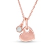 Thumbnail Image 1 of Diamond Accent Solitaire and Heart Charm Pendant in Sterling Silver with 14K Rose Gold Plate
