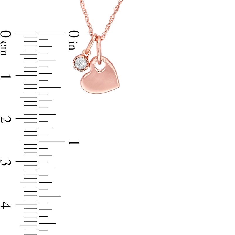 Main Image 2 of Diamond Accent Solitaire and Heart Charm Pendant in Sterling Silver with 14K Rose Gold Plate