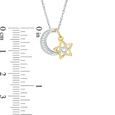 18" Chain Sterling silver pendant star and moon with zircon amethyst gift box A7 