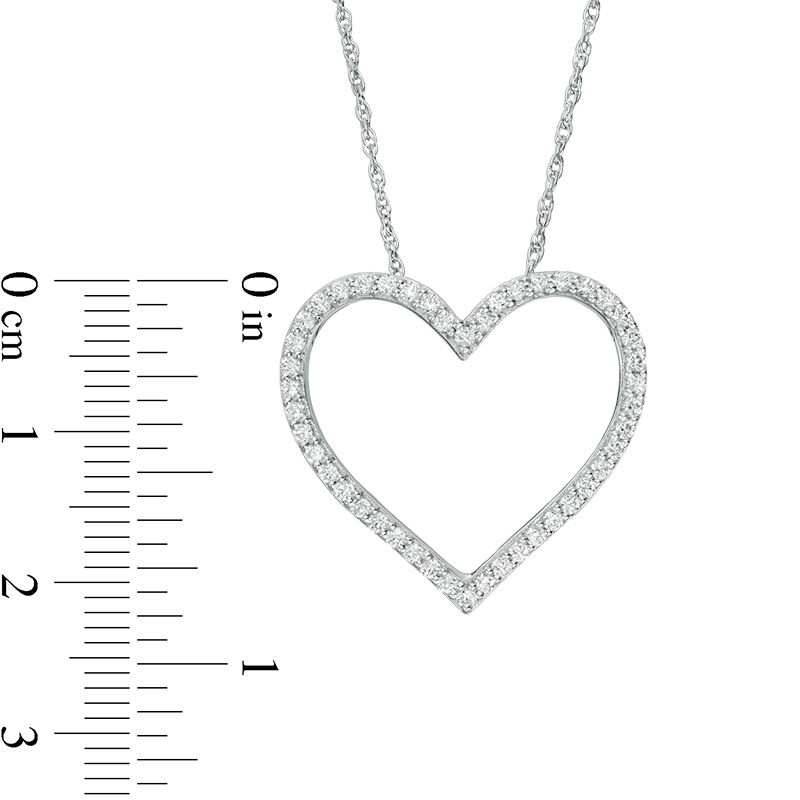 Main Image 3 of 1/2 CT. T.W. Diamond Heart Outline Pendant in Sterling Silver