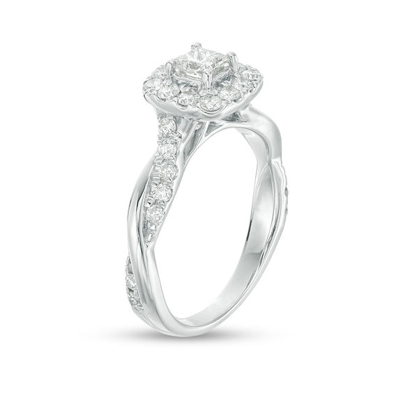 7/8 CT. T.w. Princess-Cut Diamond Frame Twist Shank Engagement Ring in 10K White Gold