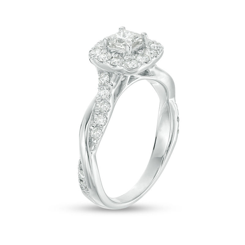 Main Image 3 of 7/8 CT. T.W. Princess-Cut Diamond Frame Twist Shank Engagement Ring in 10K White Gold
