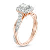 7/8 CT. T.W. Emerald-Cut Diamond Frame Twist Shank Engagement Ring in 10K Rose Gold