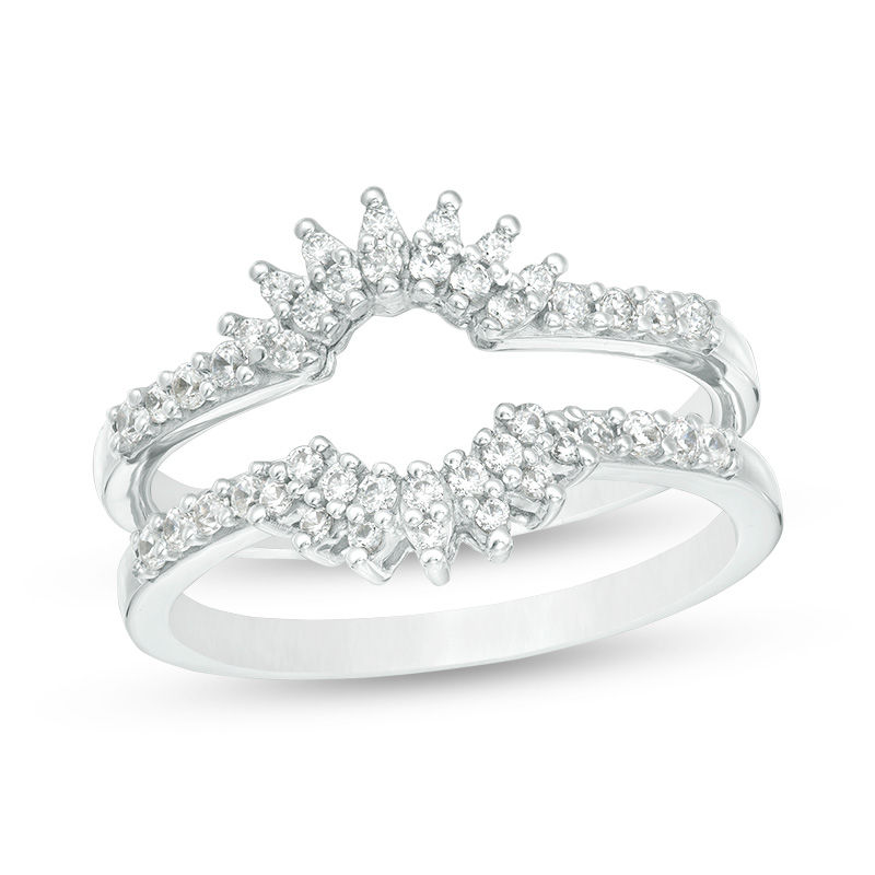 1/3 CT. T.W. Diamond Floral Ring Guard in 10K White Gold Wedding