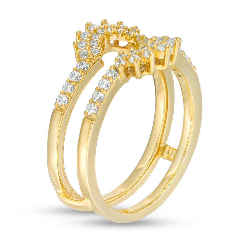 1/3 CT. T.W. Diamond Floral Ring Guard in 10K Gold View All Wedding