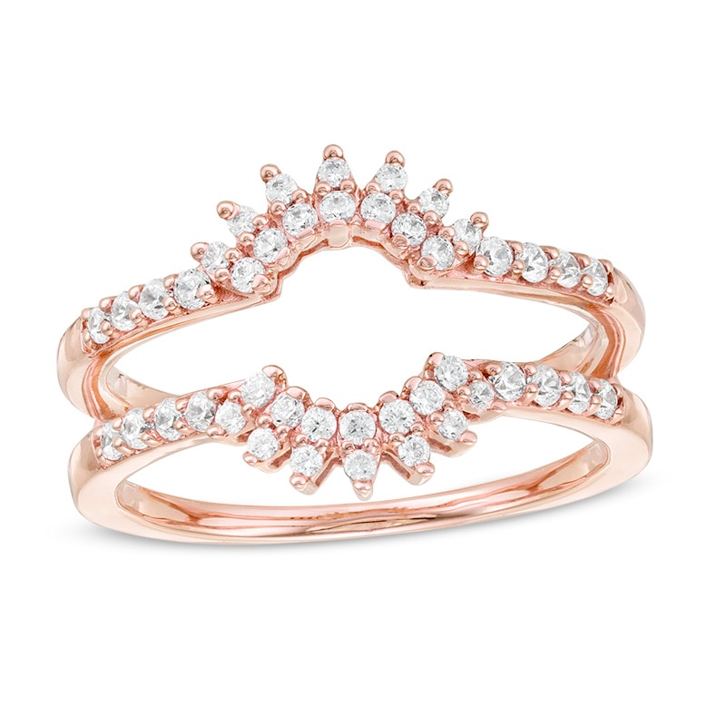 Main Image 1 of 1/3 CT. T.W. Diamond Floral Ring Solitaire Enhancer in 10K Rose Gold