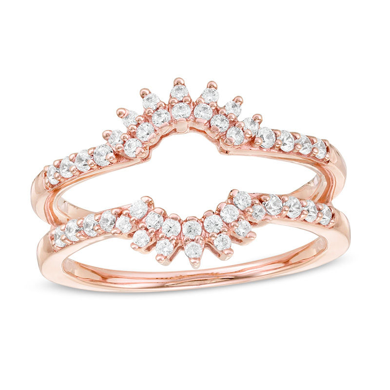 1/3 CT. T.W. Diamond Floral Ring Solitaire Enhancer in 10K Rose Gold