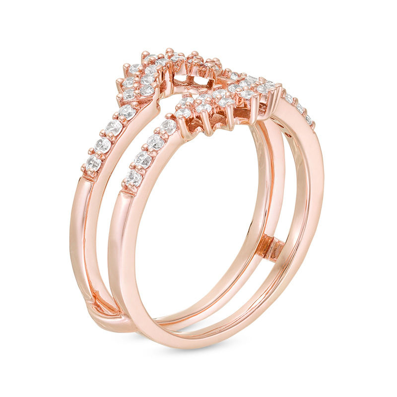 1/3 CT. T.W. Diamond Floral Ring Solitaire Enhancer in 10K Rose Gold