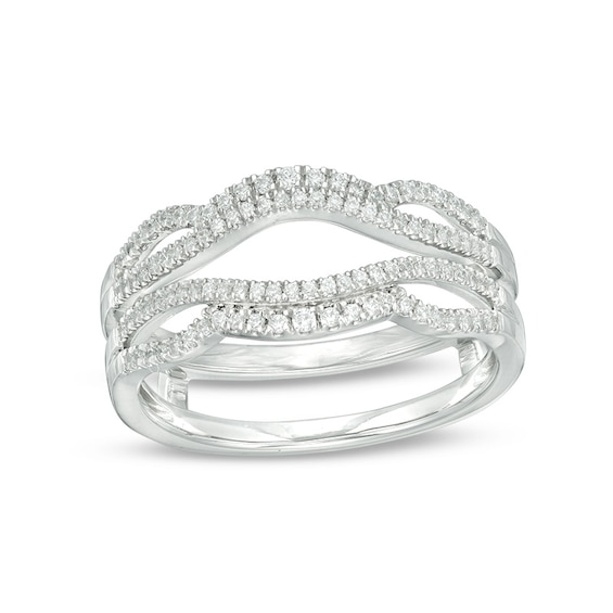 1/4 CT. T.w. Diamond Wavy Split Shank Ring Solitaire Enhancer in 10K White Gold