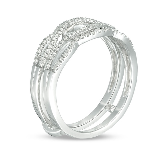 1/4 CT. T.w. Diamond Wavy Split Shank Ring Solitaire Enhancer in 10K White Gold