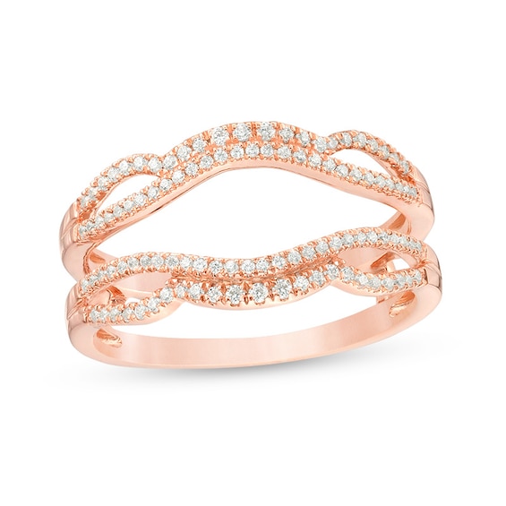 1/4 CT. T.w. Diamond Wavy Split Shank Ring Solitaire Enhancer in 10K Rose Gold