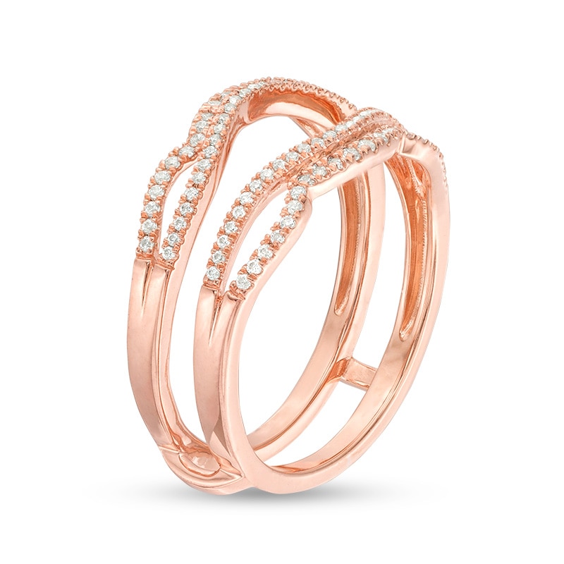 Main Image 2 of 1/4 CT. T.W. Diamond Wavy Split Shank Ring Solitaire Enhancer in 10K Rose Gold