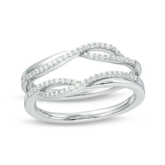 1/8 CT. T.w. Diamond Criss-Cross Ring Solitaire Enhancer in Sterling Silver